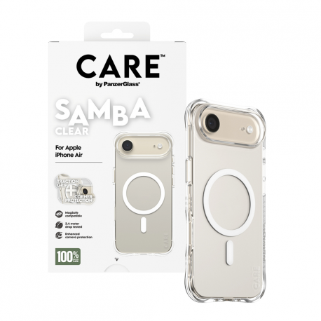 CARE by PanzerGlass Samba - Back cover for mobile phone - MagSafe compatibility - thermoplastic polyurethane (TPU) - transparent with white - for Apple iPhone Air - 4