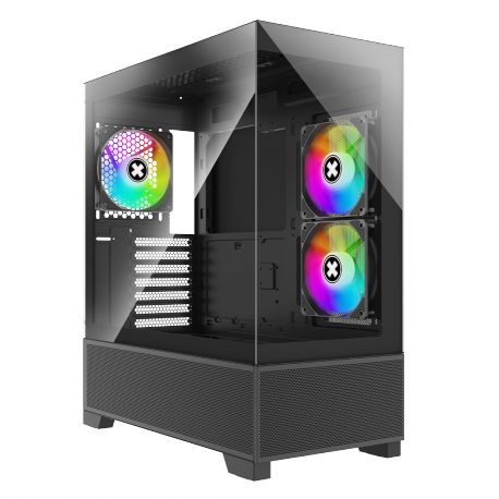 Xilence Xilent Beam - Midi-tower - ATX - windowed side panel (tempered glass) - no power supply (ATX) - black - USB/Audio - 1