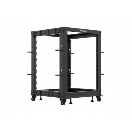 Lanberg - Rack open frame - 600 x 600 - 1100, adjustable - free-standing - black, RAL 9004 - 15U - 19" - 0