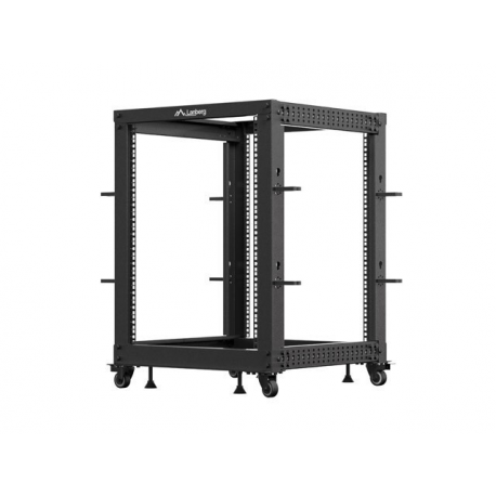 Lanberg - Rack open frame - 600 x 600 - 1100, adjustable - free-standing - black, RAL 9004 - 15U - 19" - 1