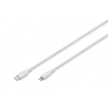 ASSMANN - Lightning cable - 24 pin USB-C male to Lightning male - 1 m - single shielded - MFI Certified - white - 0