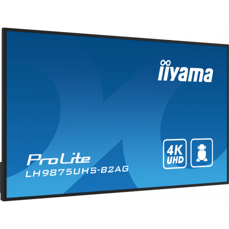 iiyama ProLite LH9875UHS-B2AG - 98" Diagonal Class (97.5" viewable) LED-backlit LCD display - digital signage - with built-in media player / optional slot-in PC capability - 4K UHD (2160p) 3840 x 2160 - black bezel with matte finish - 5