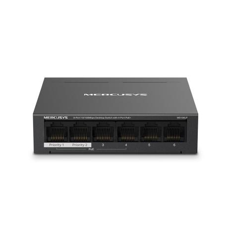 Mercusys MS106LP V1 - Switch - 6 x 10 / 100 (4 PoE+) - desktop, wall-mountable - PoE+ (40 W) - 0