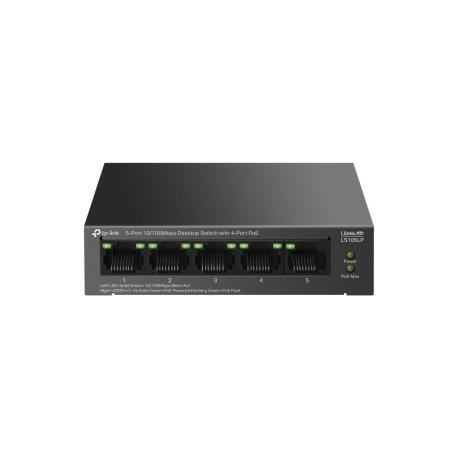 TP-Link LiteWave LS105LP V1 - Switch - 4 x 10 / 100 (PoE) + 1 x 10 / 100 - desktop, wall-mountable - PoE (41 W) - 1