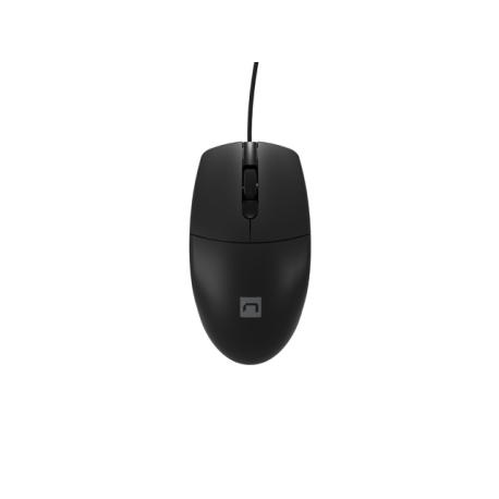 Natec Ruff Plus - Mouse - ergonomic - right and left-handed - optical - 3 buttons - wired - USB - black - 0