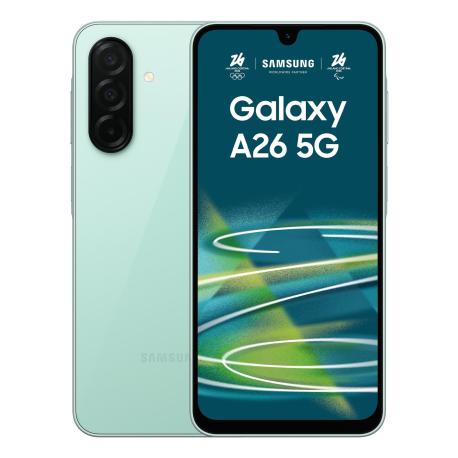 Samsung Galaxy A26 - 5G smartphone - dual-SIM - RAM 8 GB / Internal Memory 256 GB - microSD slot - OLED display - 6.7" - 2340 x 1080 pixels (120 Hz) - 3x rear cameras 50 MP, 8 MP, 2 MP - front camera 13 MP - mint - 0