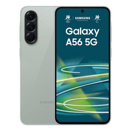 Samsung Galaxy A56 - 5G smartphone - dual-SIM - RAM 8 GB  /  Internal Memory 256 GB - OLED display - 6.7" - 2340 x 1080 pixels (120 Hz) - 3x rear cameras 50 MP, 12 MP, 5 MP - front camera 12 MP - awesome olive - 0