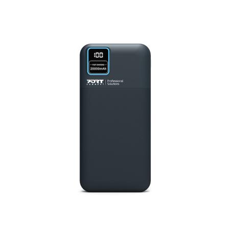 PORT Connect Enduring - Power bank - 20000 mAh - 74 Wh - 2.1 A - QC - 2 output connectors (2 x USB) - on cable: USB-A - 0