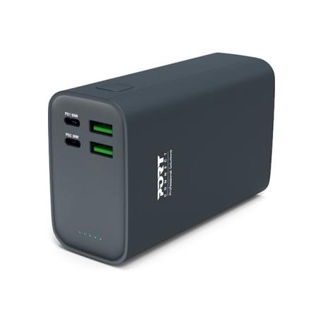 PORT Connect - Power bank - 26800 mAh - 99 Wh - 65 Watt - 3.25 A - QC, PD - 4 output connectors (2 x USB-C, 2 x USB) - on cable: USB-A - 0
