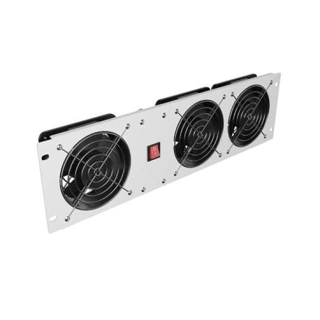 Lanberg - Rack fan panel (vertical) - with three fans - AC 230 V - RAL7035, grey - 3U - 19" - 0