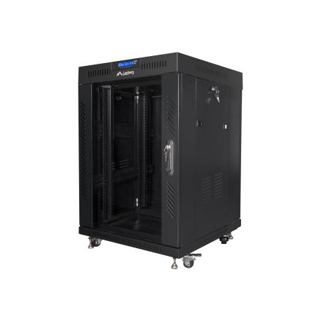 Lanberg - Rack cabinet - with 2 cooling fans, display - black, RAL 9004 - 15U - 19" - 0