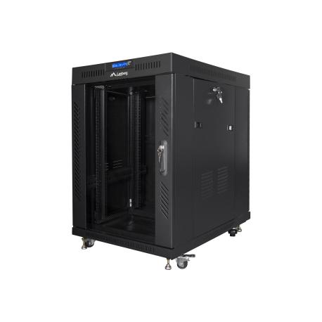 Lanberg - Rack cabinet - with 4 cooling fans, display - black, RAL 9004 - 15U - 19" - 0