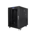 Lanberg - Rack cabinet - with 4 cooling fans, display - black, RAL 9004 - 15U - 19"