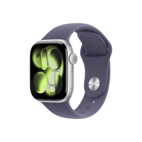 Apple Watch Series 11 (GPS + Cellular) - 42 mm - silver aluminium - smart watch with sport band - fluoroelastomer - purple fog - band size: M/L - 64 GB - Wi-Fi 4, UWB, Bluetooth - 5G - 30.3 g - 0