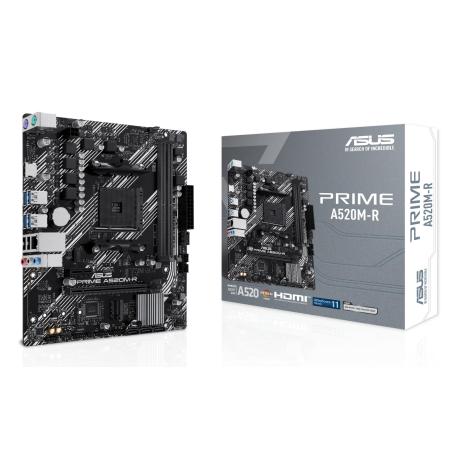 ASUS PRIME A520M-R - Motherboard - micro ATX - Socket AM4 - AMD A520 Chipset - USB 3.2 Gen 1 - Gigabit LAN - onboard graphics (CPU required) - HD Audio (8-channel) - 0