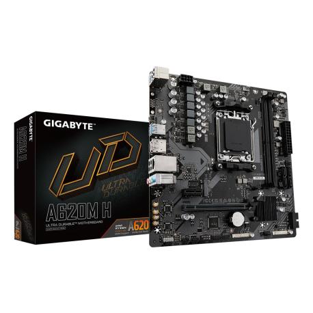 Gigabyte A620M H - Motherboard - micro ATX - Socket AM5 - AMD A620 Chipset - USB 3.2 Gen 1, USB-C 3.2 Gen 1 - Gigabit LAN - onboard graphics (CPU required) - HD Audio (8-channel) - 0