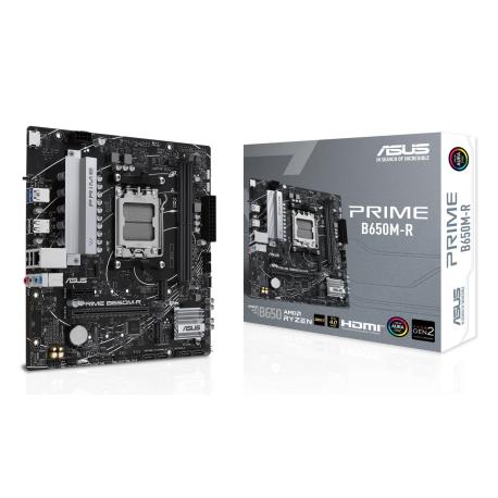 ASUS PRIME B650M-R - Motherboard - micro ATX - Socket AM5 - AMD B650 Chipset - USB 3.2 Gen 1, USB-C 3.2 Gen 1 - 2.5 Gigabit LAN - onboard graphics (CPU required) - HD Audio (8-channel) - 0