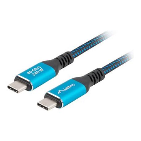 Lanberg - USB cable - 24 pin USB-C (M) to 24 pin USB-C (M) - USB4 - 1.5 m - 8K60Hz (7680 x 4320) support, USB Power Delivery (240W), up to 40 Gbps data transfer rate - black, blue - 0