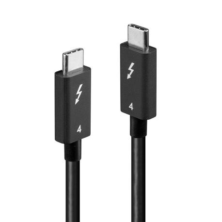 Lindy - USB cable - USB-C (M) to USB-C (M) - USB4  /  Thunderbolt 3  /  Thunderbolt 4 - 1 m - passive, round, USB Power Delivery (100W), 8K30Hz support, phosphor bronze contacts - black - 0