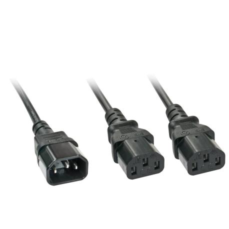 Lindy - Power splitter - IEC 60320 C14 to IEC 60320 C13 - 2 m - molded - black - 0