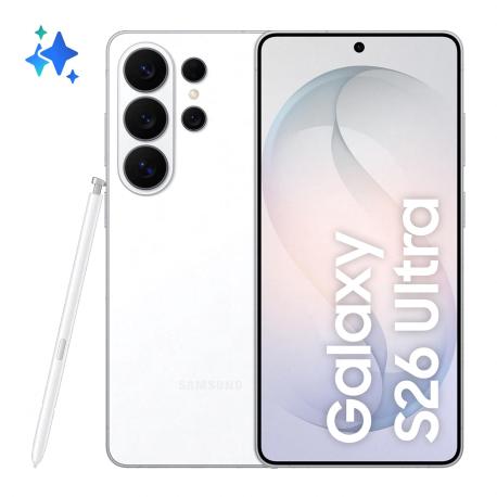 Samsung Galaxy S26 Ultra - 5G smartphone - dual-SIM - RAM 12 GB / Internal Memory 512 GB - OLED display - 6.9" - 3120 x 1440 pixels (120 Hz) - 4x rear cameras 200 MP, 50 MP, 50 MP, 10 MP - front camera 12 MP - white - 0