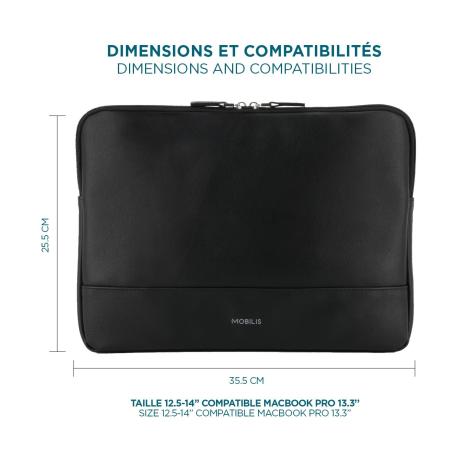 Mobilis Origine - Case for laptop - neoprene foam, PU imitation leather - black - 12.5" - 14" - 1