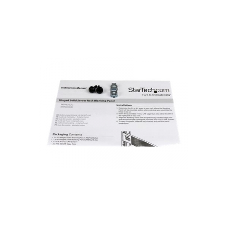 StarTech.com 4U Hinged Rack Panel - Solid Blanking Panel for 19-inch Server Racks - Tool-less Filler Panel (RKPNLHS4U) - Blank panel - front - black - 4U - 19" - for P / N: RK2433BKM, RK2537BKM, RK3236BKF, RK4236BKB, RK4242BK24, RK4242BK30, RKQMCAB12V2 - 2