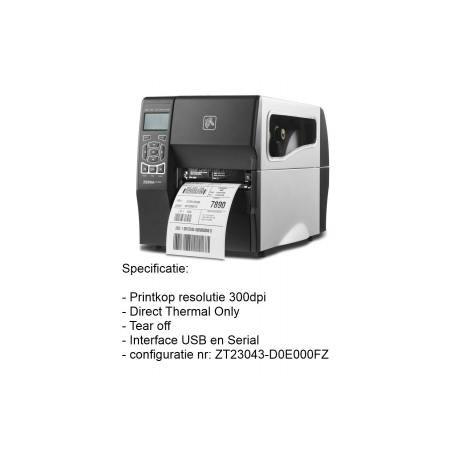 Zebra ZT230 - Label printer - direct thermal - Roll (11.4 cm) - 300 dpi - up to 152 mm / sec - USB, serial - 3
