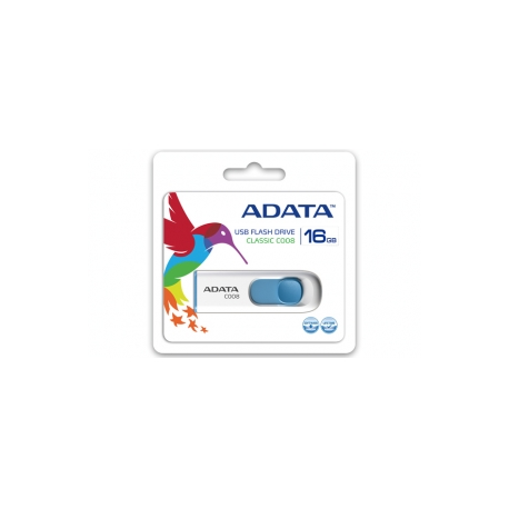 ADATA Classic Series C008 - USB flash drive - 16 GB - USB 2.0 - white, blue - 1