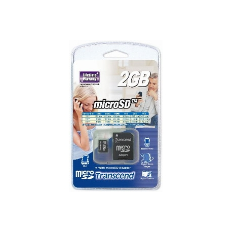 Transcend - Flash memory card (SD adapter included) - 2 GB - microSD - 0