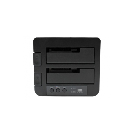 StarTech.com Dual Bay USB 3.0 /  eSATA Hard Drive Duplicator Dock for 2.5" & 3.5" SATA SSD HDD with UASP (6Gbps) - Standalone Docking Station (SDOCK2U33RE) - Storage controller with power indicator - 2.5", 3.5" - SATA 6Gb / s - USB 3.0 - black - for P / N: SVA12M5NA - 1