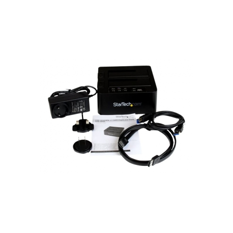 StarTech.com Dual Bay USB 3.0 /  eSATA Hard Drive Duplicator Dock for 2.5" & 3.5" SATA SSD HDD with UASP (6Gbps) - Standalone Docking Station (SDOCK2U33RE) - Storage controller with power indicator - 2.5", 3.5" - SATA 6Gb / s - USB 3.0 - black - for P / N: SVA12M5NA - 3