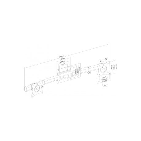 Neomounts by Newstar FPMA-CB100 - Mounting component (crossbar) - for 2 LCD displays - black - screen size: 10"-27" - 10
