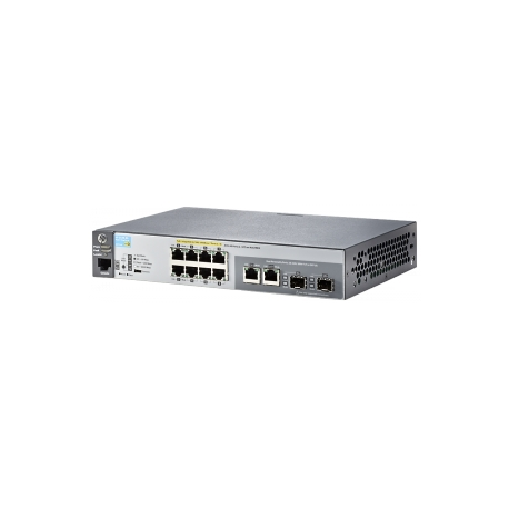 HPE Aruba 2530-8G-PoE+ - Switch - Managed - 8 x 10/100/1000 (PoE+) + 2 x combo Gigabit SFP - desktop, rack-mountable, wall-mountable - PoE+ - 2