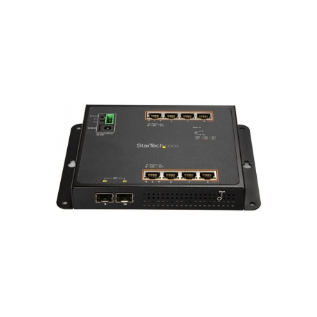 StarTech.com Industrial 8 Port Gigabit PoE+ Switch with 2 SFP MSA Slots, 30W, Layer / L2 Switch Hardened GbE Managed, Rugged High Power Gigabit Ethernet Network Switch IP-30 / -40 C to 75 C - Managed Network Switch (IES101GP2SFW) - Switch - Managed - 8 x 10 / 100 / 1000 (PoE+) + 2 x SFP - DIN rail mountable, wall-mountable - PoE+ (200 W) - for P / N: GLCLHSMDSTTA, GLCSXMMDST, GLCSXMMDSTT, GLCTEST, MASFP1GBTXST, SFP1GELXST - 2