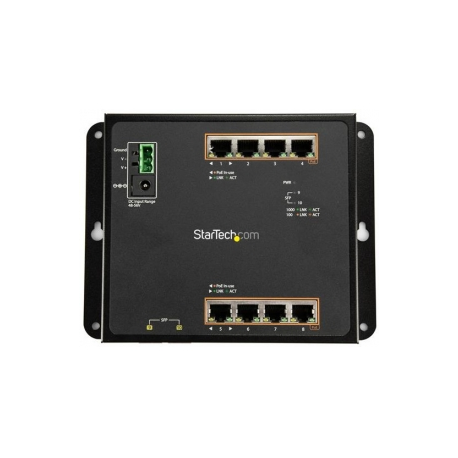 StarTech.com Industrial 8 Port Gigabit PoE+ Switch with 2 SFP MSA Slots, 30W, Layer / L2 Switch Hardened GbE Managed, Rugged High Power Gigabit Ethernet Network Switch IP-30 / -40 C to 75 C - Managed Network Switch (IES101GP2SFW) - Switch - Managed - 8 x 10 / 100 / 1000 (PoE+) + 2 x SFP - DIN rail mountable, wall-mountable - PoE+ (200 W) - for P / N: GLCLHSMDSTTA, GLCSXMMDST, GLCSXMMDSTT, GLCTEST, MASFP1GBTXST, SFP1GELXST - 3