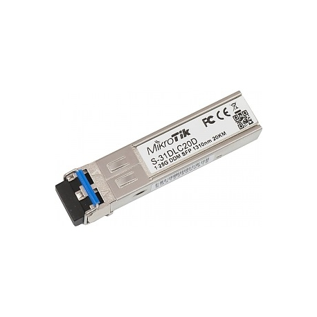 MikroTik S-31DLC20D - SFP (mini-GBIC) transceiver module - SFP (mini-GBIC) / LC single-mode - up to 20 km - 1310 nm - 0