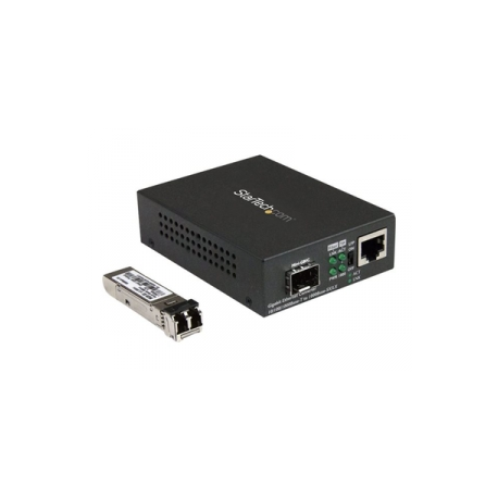 StarTech.com Multimode (MM) LC Fiber Media Converter for 10 / 100 / 1000 Network - 550m - Gigabit Ethernet - 850nm - with SFP Transceiver (MCM1110MMLC) - Fibre media converter - GigE - 10Base-T, 1000Base-LX, 1000Base-SX, 100Base-TX, 1000Base-T - RJ-45  /  LC multi-mode - up to 550 m - 850 nm - for P / N: SVA5N3NEUA - 0