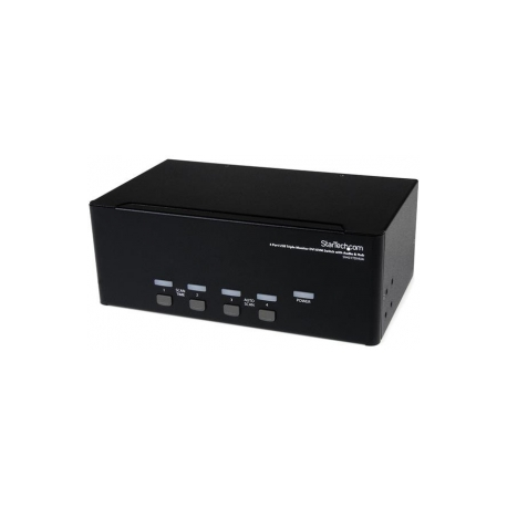 StarTech.com 4 Port Triple Monitor DVI USB KVM Switch with Audio & USB 2.0 Hub - Multi Monitor KVM - USB DVI KVM Switch (SV431TDVIUA) - KVM  /  audio  /  USB switch - 4 x KVM  /  audio  /  USB - 1 local user - desktop - for P / N: SV431RACK, SVA12M2NEUA, SVA12M5NA - 4