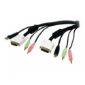 StarTech.com 6 ft 4-in-1 USB DVI KVM Cable with Audio and Microphone - DVI KVM Cable - USB KVM Cable - KVM Switch Cable (USBDVI4N1A6) - Keyboard / video / mouse / audio extension cable - USB, stereo mini jack, DVI-I to stereo mini jack, USB Type B, DVI-I - 1.8 m - black - for P / N: SV231DVIUA, SV231UADVI, SV431DVIUA, SV431DVIUAGB, SV565FXDUSA