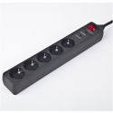 Gembird SPG5-C-10 - Surge protector - output connectors: 5 - black