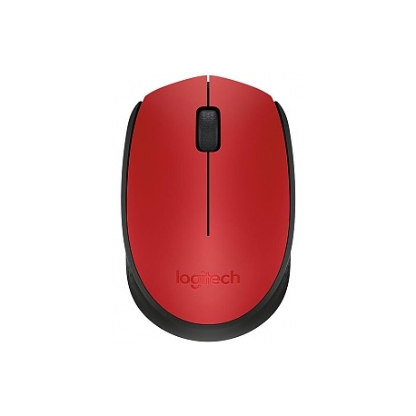 Logitech M171 - Mouse - wireless - 2.4 GHz - USB wireless receiver - black, red - 0