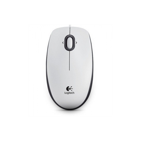 Logitech B100 - Mouse - right and left-handed - optical - 3 buttons - wired - USB - white - 0