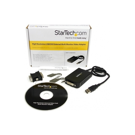 StarTech.com USB to DVI Adapter - 1920x1200 - External Video & Graphics Card - Dual Monitor Display Adapter - Supports Windows (USB2DVIE3) - External video adapter - 32 MB SDRAM - USB 2.0 - DVI - black - for P / N: DVIDDMM10, DVIDDMM6, DVIDSMM10, DVIMM6, DVISPL1DD, HDDVIMM3, HDMIDVIMM10, HDMIDVIMM6 - 3