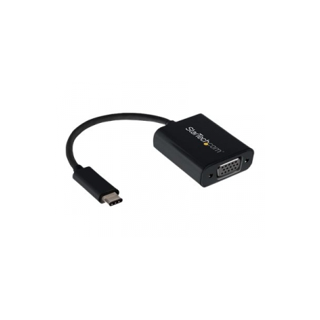 StarTech.com USB-C to VGA Adapter - Black - 1080p - Video Converter For Your MacBook Pro - USB C to VGA Display Dongle (CDP2VGA) - USB  /  VGA adapter - USB-C (M) to HD-15 (VGA) (F) - USB 3.1 Gen 1  /  Thunderbolt 3 - 18 m - USB power, 1920 x 1200 (WUXGA) support - black - for P / N: BNDTB10GI, BNDTB210GSFP, BNDTB410GSFP, BNDTB4M2E1, BNDTBUSB3142, TB4CDOCK - 0