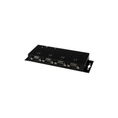 StarTech.com 4 Port USB to Serial RS232 Adapter - Wall Mount - Din Rail - COM Port Retention - FTDI USB to DB9 RS232 Hub (ICUSB2324I) - Serial adapter - USB 2.0 - RS-232 x 4 - black - 0