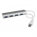 StarTech.com 4 Port Portable USB 3.0 Hub with Built-in Cable - Aluminum and Compact USB Hub (ST43004UA) - Hub - 4 x SuperSpeed USB 3.0