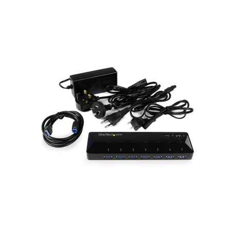 StarTech.com 9 Port USB 3.0 Hub - 7 x USB-A, 2 x USB-A Fast Charge Ports - Multi Port Powered USB Charging Station (ST93007U2C) - USB peripheral sharing switch - 7 x SuperSpeed USB 3.0 - desktop - for P / N: USB312SAT3CB, USB315CB2M, USBLT1MWS, USBLT2MBR, USBLT30CMW, USBLTM1MBK, USBLTM1MWH - 4