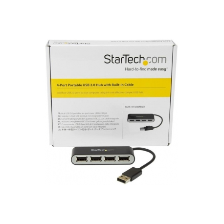StarTech.com 4 Port USB 2.0 Hub - USB Bus Powered - Portable Multi Port USB 2.0 Splitter and Expander Hub - Small Travel USB Hub (ST4200MINI2) - Hub - 4 x USB 2.0 - desktop - 6