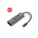 i-Tec USB-C Metal 3-Port - Hub - 3 x SuperSpeed USB 3.0 + 1 x 10 / 100 / 1000 - desktop